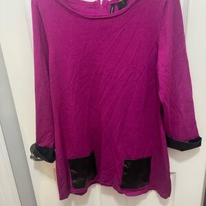 New Directions Pink Boxy 3/4 Sleeve Tunic